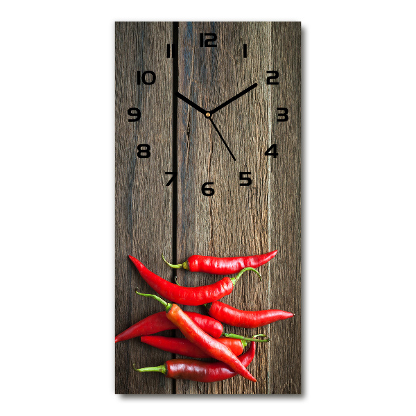 Modern vertical wall clock Chilli peppers