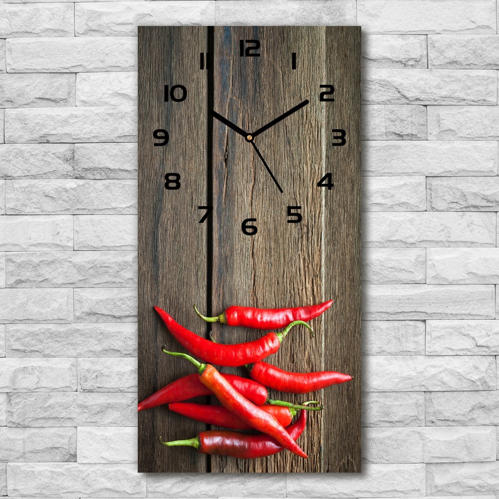 Modern vertical wall clock Chilli peppers