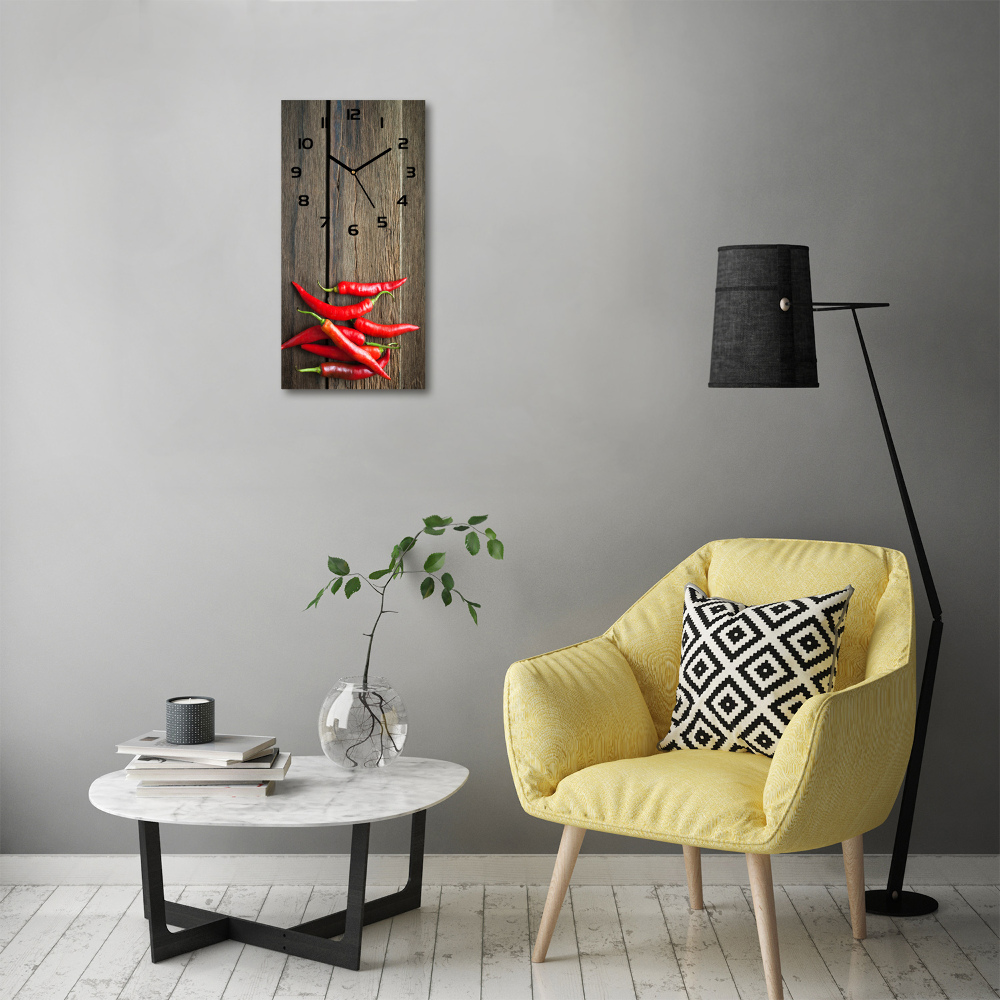 Modern vertical wall clock Chilli peppers