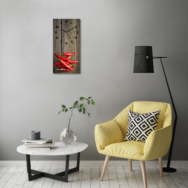 Modern vertical wall clock Chilli peppers