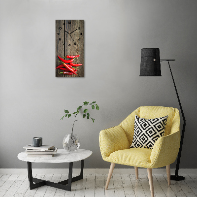 Modern vertical wall clock Chilli peppers