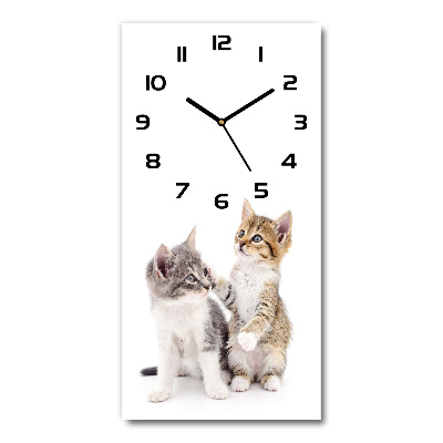 Modern vertical wall clock Two little cats