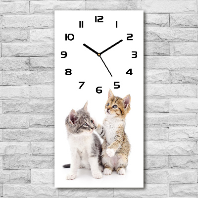 Modern vertical wall clock Two little cats