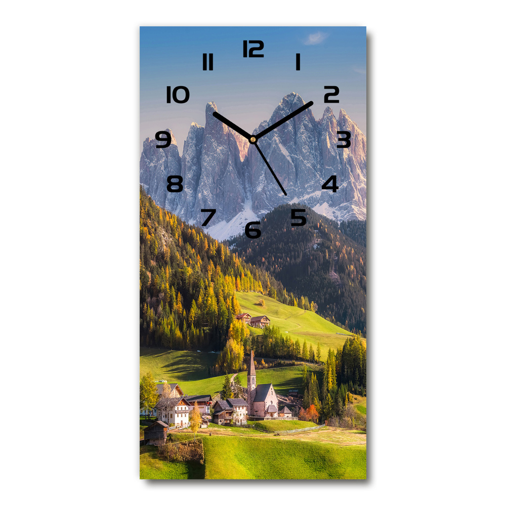 Vertical wall clock A town in the mountains