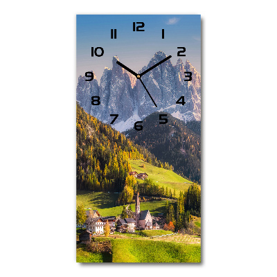 Vertical wall clock A town in the mountains