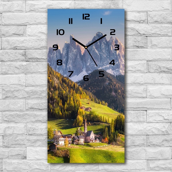 Vertical wall clock A town in the mountains