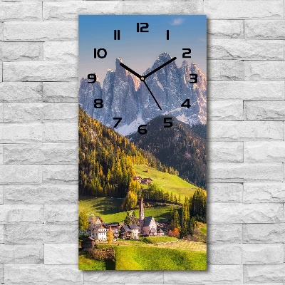 Vertical wall clock A town in the mountains