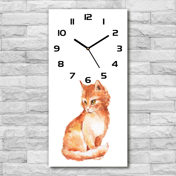 Modern vertical wall clock Red Cat