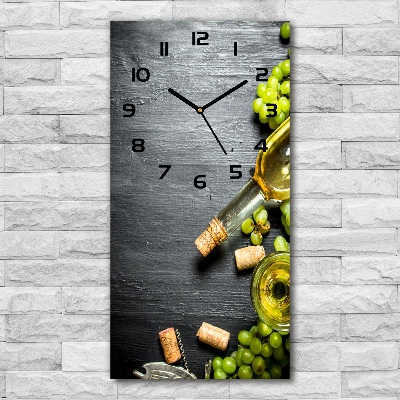 Modern vertical wall clock Grapes and wine