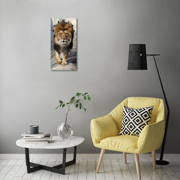 Modern vertical wall clock Lion