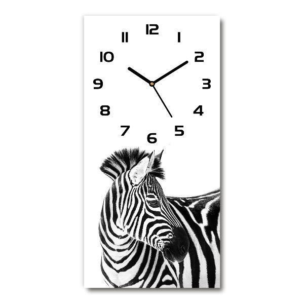 Vertical wall clock Zebra in the snow