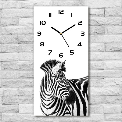 Vertical wall clock Zebra in the snow