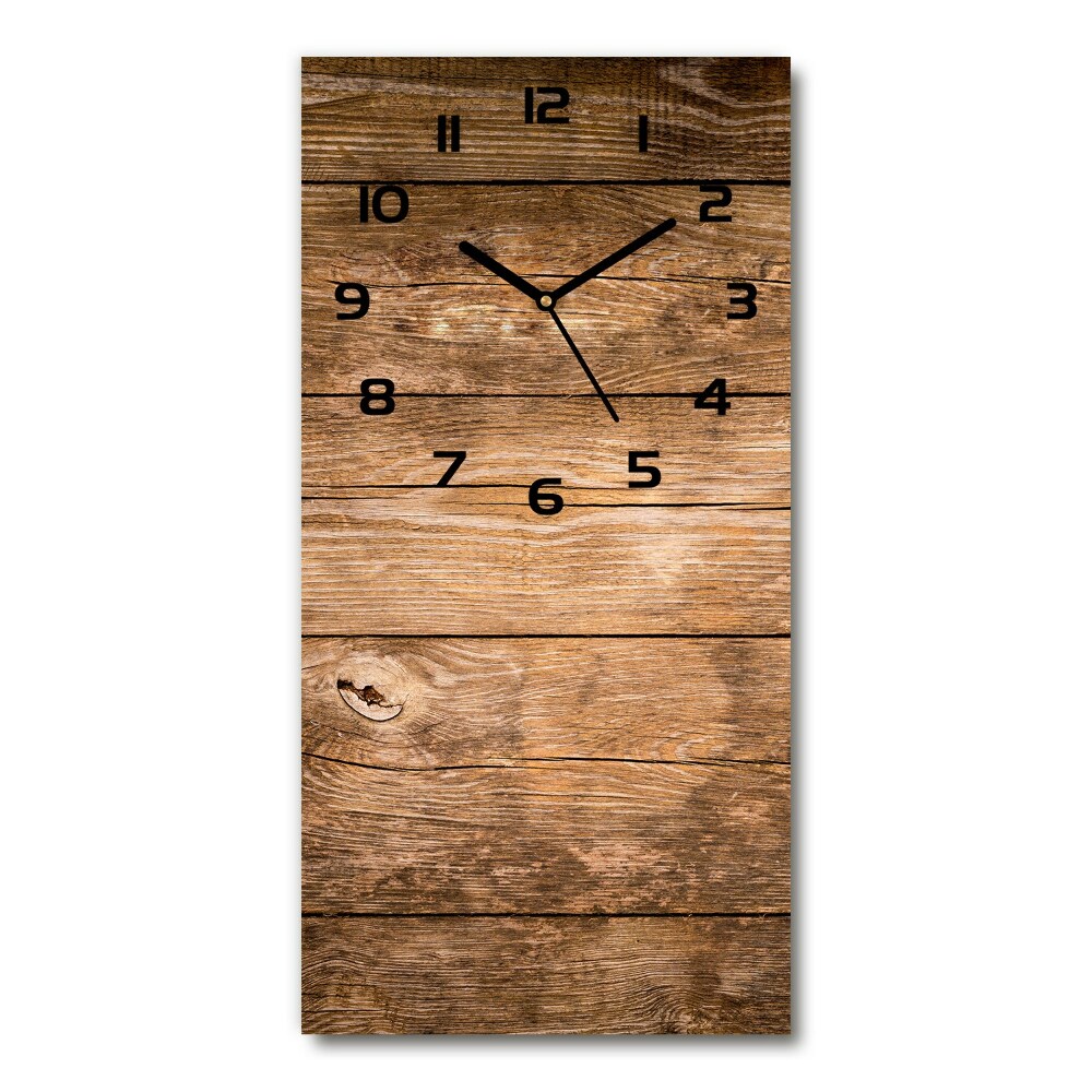 Modern vertical wall clock Wooden background