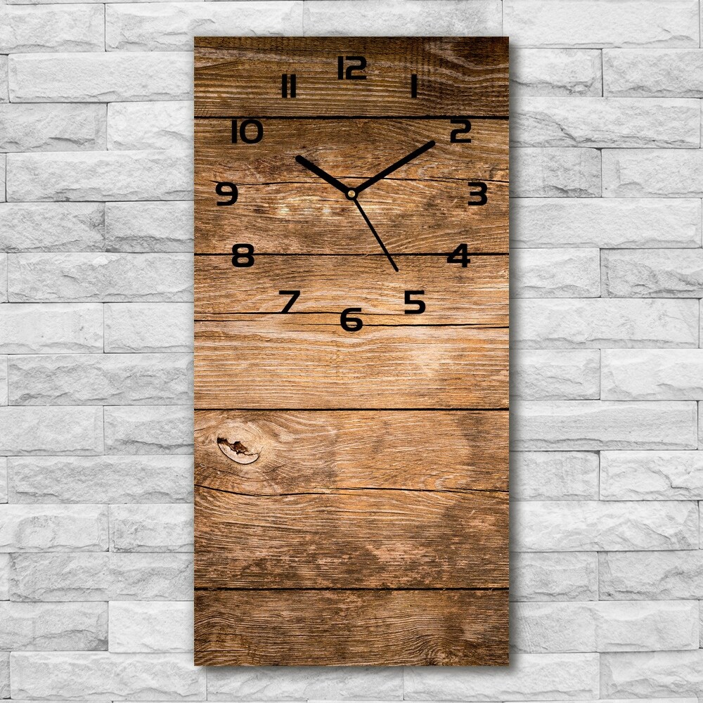 Modern vertical wall clock Wooden background