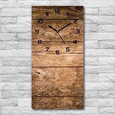 Modern vertical wall clock Wooden background