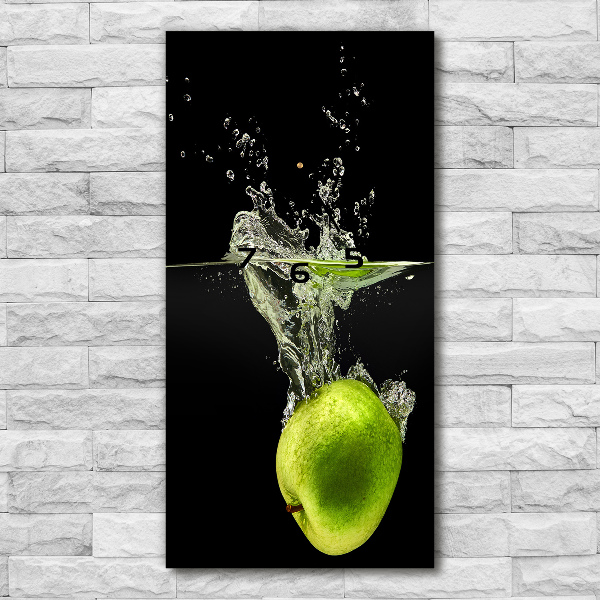 Vertical rectangular wall clock Green apples