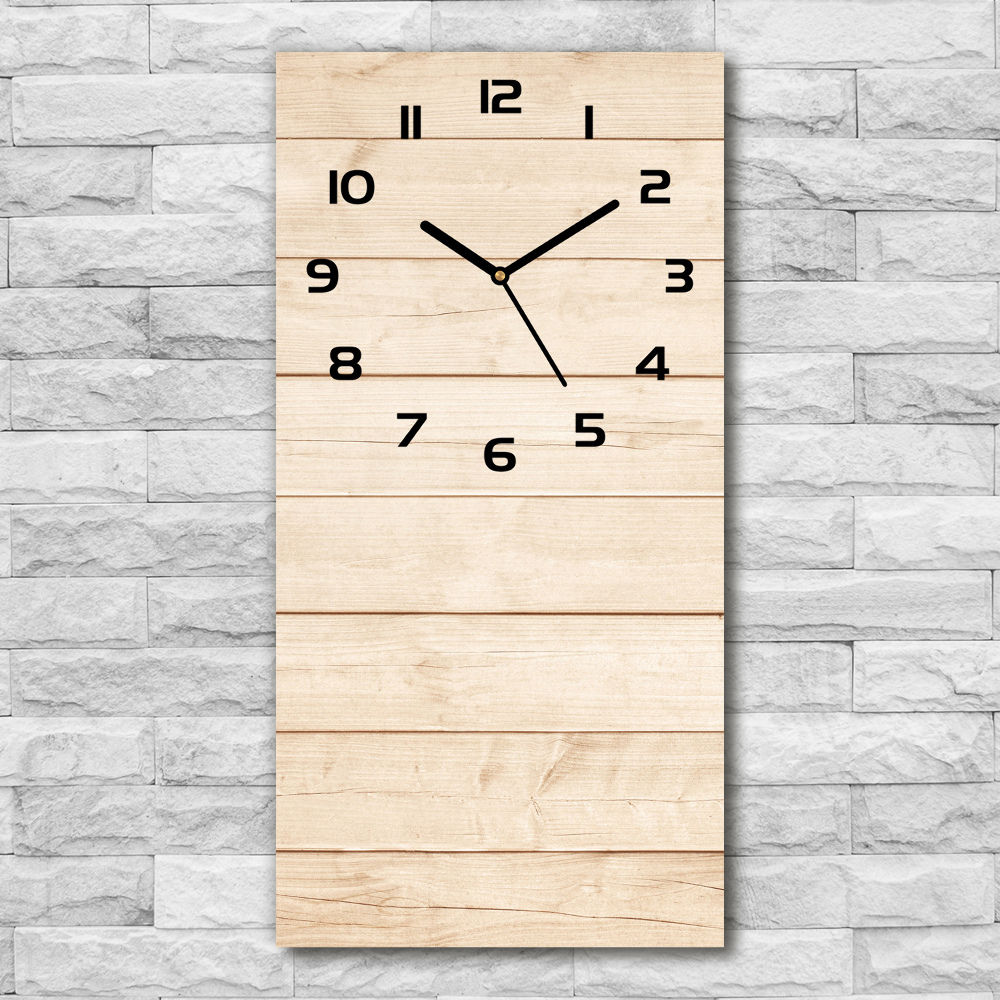 Vertical wall clock Wooden background