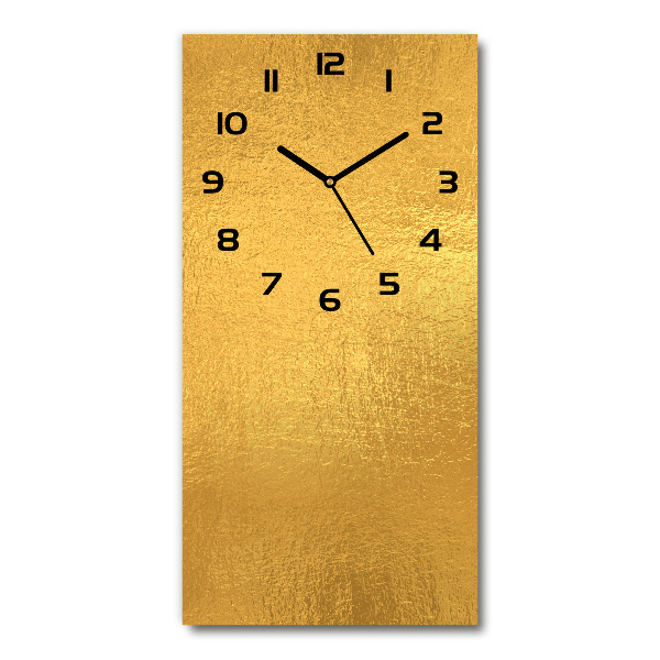 Modern vertical wall clock Golden foil background