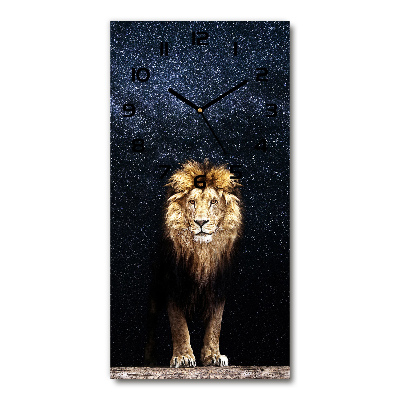 Vertical wall clock Lion against the backdrop of the stars