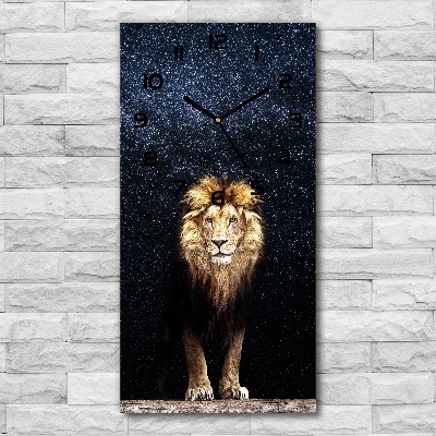 Vertical wall clock Lion against the backdrop of the stars