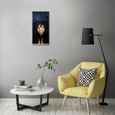 Vertical wall clock Lion against the backdrop of the stars