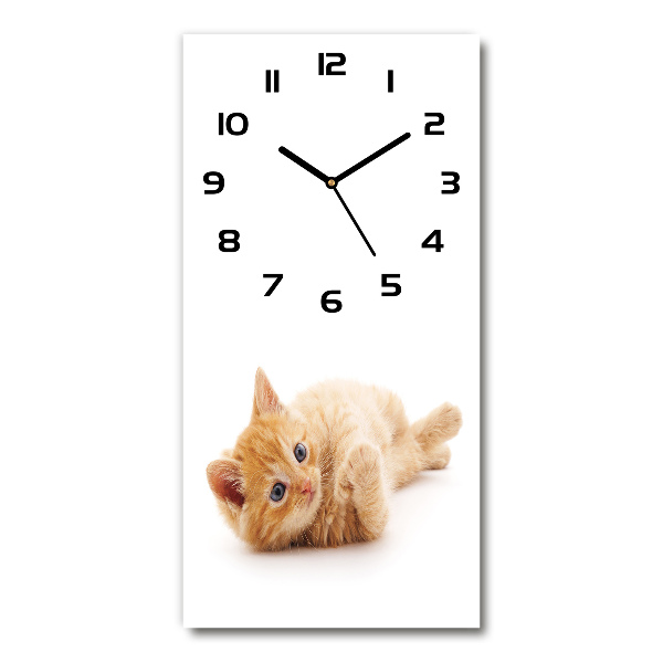 Modern vertical wall clock Little Rudy Cat