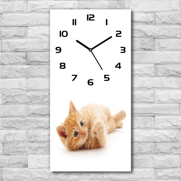 Modern vertical wall clock Little Rudy Cat