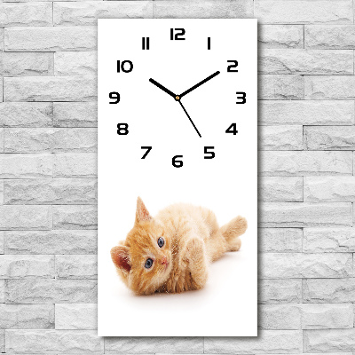 Modern vertical wall clock Little Rudy Cat