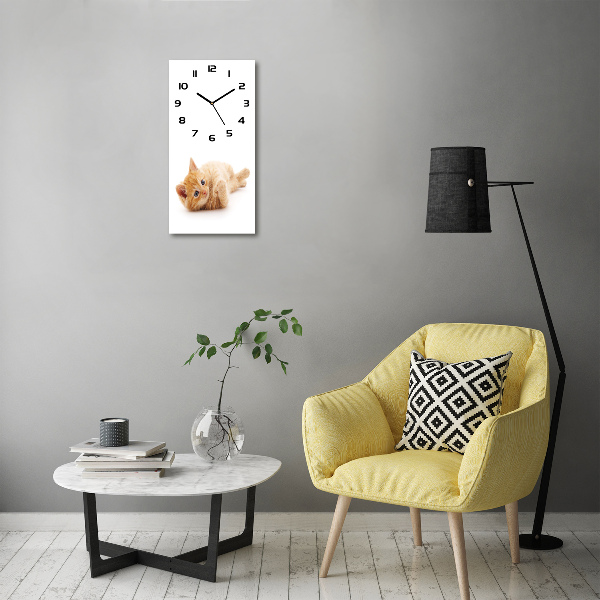 Modern vertical wall clock Little Rudy Cat