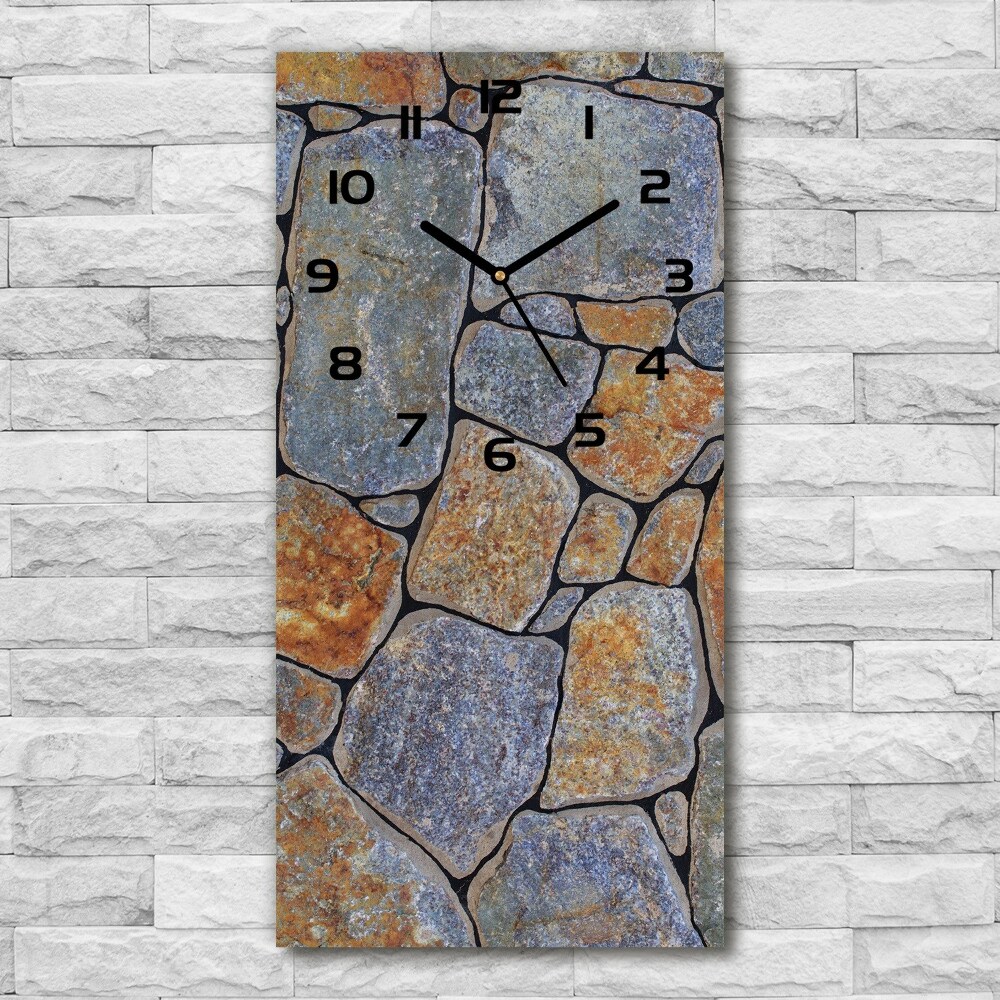 Vertical rectangular wall clock Background stones