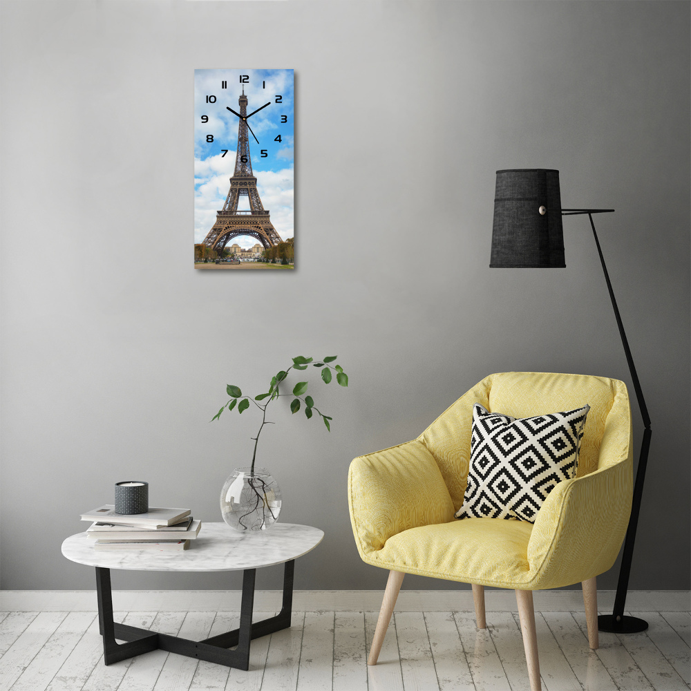 Vertical rectangular wall clock Eiffel Paris tower