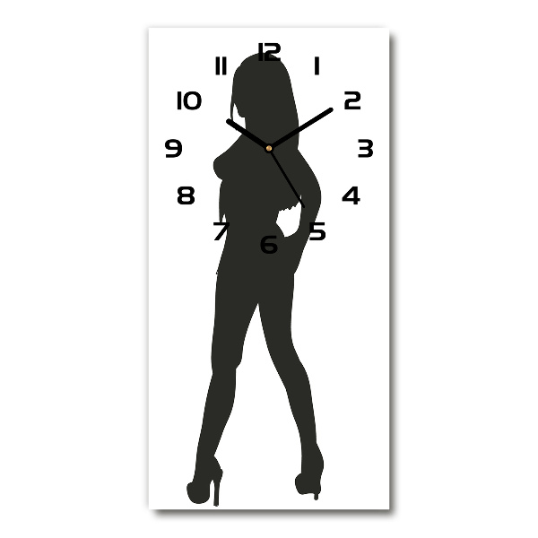 Modern vertical wall clock A woman's silhouette