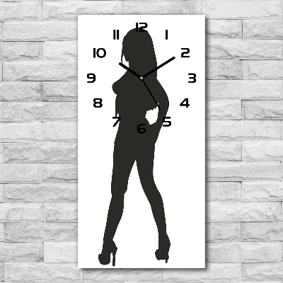 Modern vertical wall clock A woman's silhouette