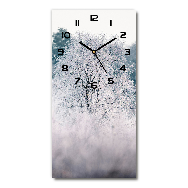 Vertical wall clock Forest in winter