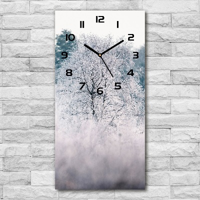 Vertical wall clock Forest in winter