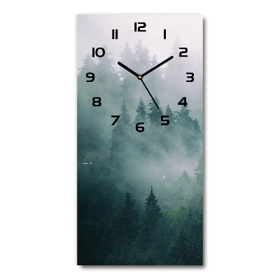 Modern vertical wall clock Fog over the forest