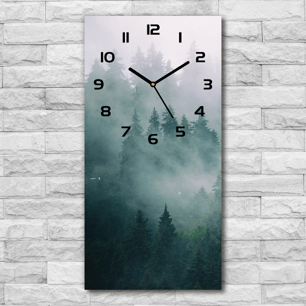 Modern vertical wall clock Fog over the forest