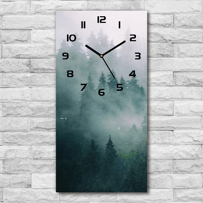 Modern vertical wall clock Fog over the forest