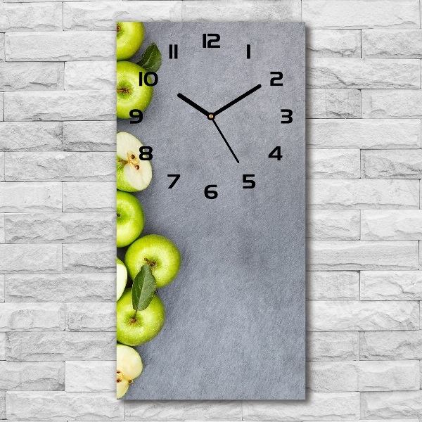 Vertical rectangular wall clock Green apples