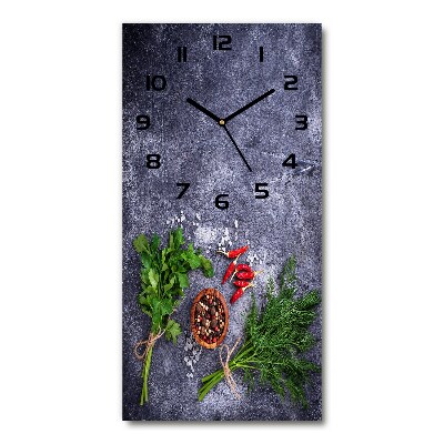 Vertical rectangular wall clock Herbs and spices