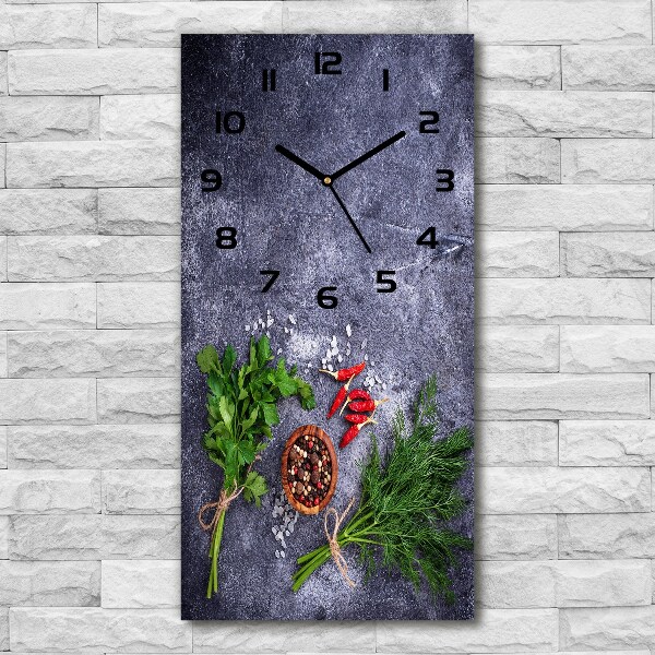 Vertical rectangular wall clock Herbs and spices