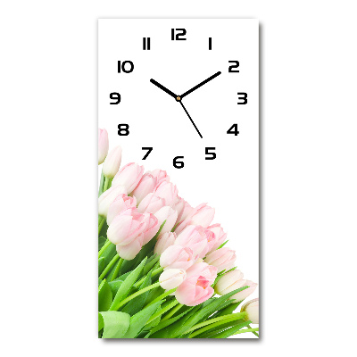 Vertical wall clock Pink tulips