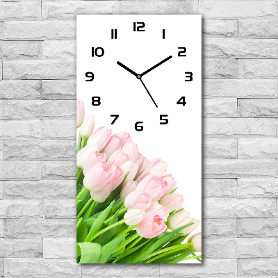 Vertical wall clock Pink tulips