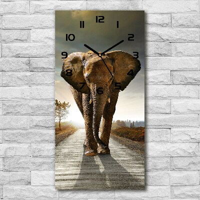 Vertical wall clock Walking the elephant