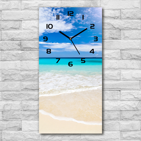 Vertical rectangular wall clock Tropical beach