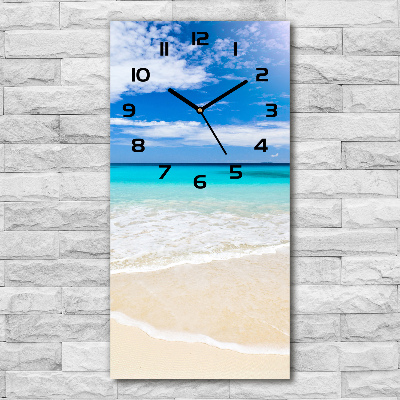 Vertical rectangular wall clock Tropical beach