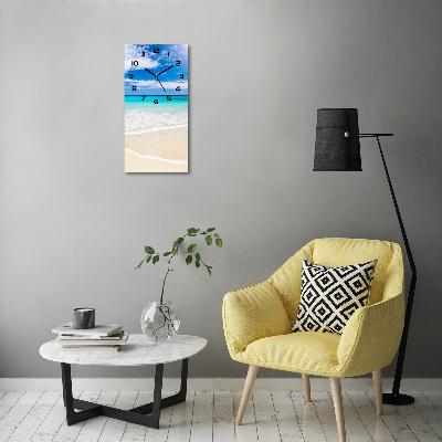 Vertical rectangular wall clock Tropical beach