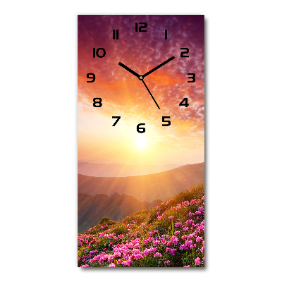 Vertical wall clock Spring in the mountains