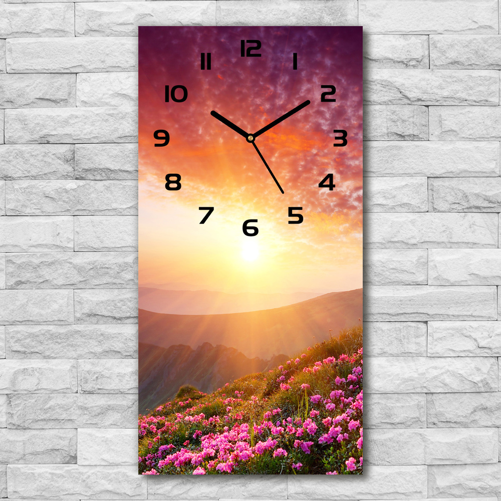 Vertical wall clock Spring in the mountains