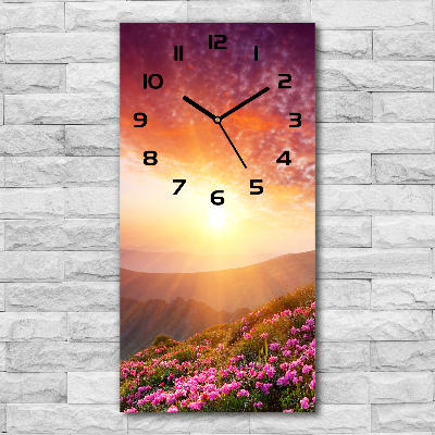 Vertical wall clock Spring in the mountains